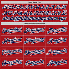 Load image into Gallery viewer, Custom Red White Pinstripe Navy-White Authentic Baseball Jersey