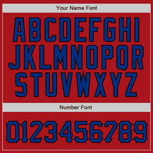 Load image into Gallery viewer, Custom Red Black Pinstripe Royal-Black Authentic Baseball Jersey