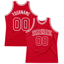 Load image into Gallery viewer, Custom Red Red-White Authentic Throwback Basketball Jersey