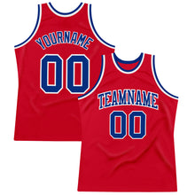 Load image into Gallery viewer, Custom Red Royal-White Authentic Throwback Basketball Jersey
