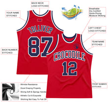 Load image into Gallery viewer, Custom Red Navy-White Authentic Throwback Basketball Jersey