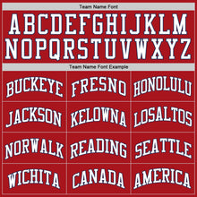 Load image into Gallery viewer, Custom Red White-Navy Authentic Throwback Basketball Jersey