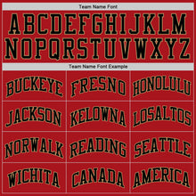 Load image into Gallery viewer, Custom Red Black-Old Gold Authentic Throwback Basketball Jersey