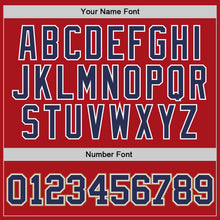 Load image into Gallery viewer, Custom Red Navy-Old Gold Authentic Throwback Basketball Jersey