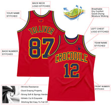 Load image into Gallery viewer, Custom Red Navy-Gold Authentic Throwback Basketball Jersey