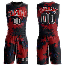 Load image into Gallery viewer, Custom Red Black-White Round Neck Sublimation Basketball Suit Jersey