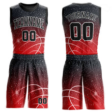 Load image into Gallery viewer, Custom Red Black-White Round Neck Sublimation Basketball Suit Jersey