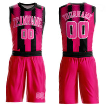 Load image into Gallery viewer, Custom Red Pink-Black Round Neck Sublimation Basketball Suit Jersey
