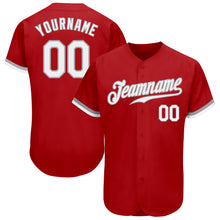 Load image into Gallery viewer, Custom Red White-Gray Authentic Baseball Jersey