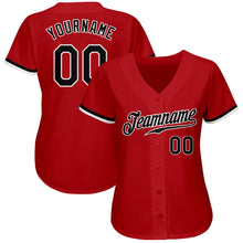 Load image into Gallery viewer, Custom Red Black-White Authentic Baseball Jersey
