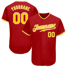 Load image into Gallery viewer, Custom Red Gold-White Authentic Baseball Jersey