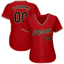 Load image into Gallery viewer, Custom Red Black-City Cream Authentic Baseball Jersey