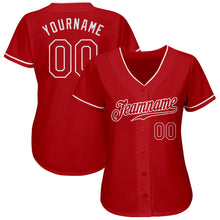 Load image into Gallery viewer, Custom Red Red-White Authentic Baseball Jersey