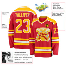 Load image into Gallery viewer, Custom Red Gold-White Hockey Jersey