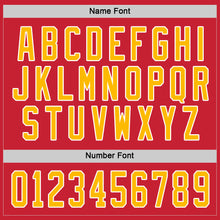 Load image into Gallery viewer, Custom Red Gold-White Hockey Jersey