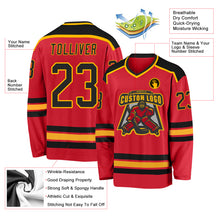 Load image into Gallery viewer, Custom Red Black-Gold Hockey Jersey