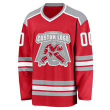 Load image into Gallery viewer, Custom Red White-Gray Hockey Jersey
