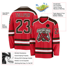 Load image into Gallery viewer, Custom Red Brown-White Hockey Jersey