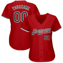 Load image into Gallery viewer, Custom Red Steel Gray-White Authentic Baseball Jersey