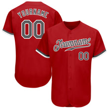 Load image into Gallery viewer, Custom Red Steel Gray-White Authentic Baseball Jersey