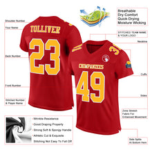 Load image into Gallery viewer, Custom Red Gold-White Mesh Authentic Football Jersey