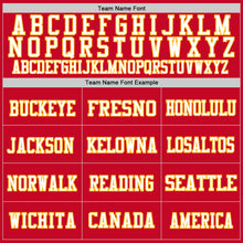 Load image into Gallery viewer, Custom Red Gold-White Mesh Authentic Football Jersey