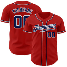Load image into Gallery viewer, Custom Red Navy-White Authentic Baseball Jersey
