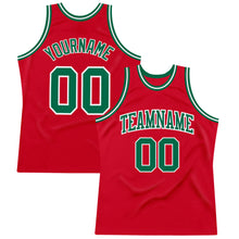 Load image into Gallery viewer, Custom Red Kelly Green-White Authentic Throwback Basketball Jersey
