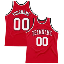 Load image into Gallery viewer, Custom Red White-Black Authentic Throwback Basketball Jersey