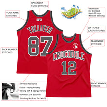 Load image into Gallery viewer, Custom Red Steel Gray-Black Authentic Throwback Basketball Jersey