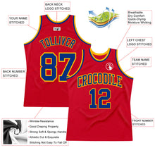 Load image into Gallery viewer, Custom Red Royal-Gold Authentic Throwback Basketball Jersey