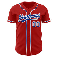 Load image into Gallery viewer, Custom Red Royal-White Authentic Baseball Jersey