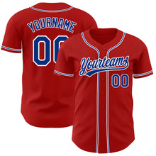 Load image into Gallery viewer, Custom Red Royal-White Authentic Baseball Jersey
