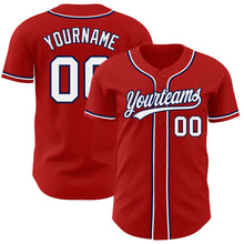 Load image into Gallery viewer, Custom Red White-Navy Authentic Baseball Jersey