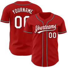 Load image into Gallery viewer, Custom Red White-Black Authentic Baseball Jersey