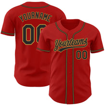 Load image into Gallery viewer, Custom Red Black-Old Gold Authentic Baseball Jersey