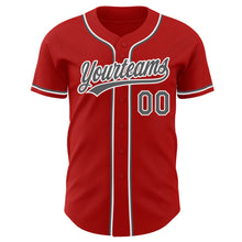 Load image into Gallery viewer, Custom Red Steel Gray-White Authentic Baseball Jersey