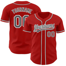 Load image into Gallery viewer, Custom Red Steel Gray-White Authentic Baseball Jersey