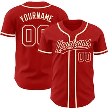 Load image into Gallery viewer, Custom Red Red-Cream Authentic Baseball Jersey