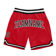 Load image into Gallery viewer, Custom Red Black-White Authentic Throwback Basketball Shorts