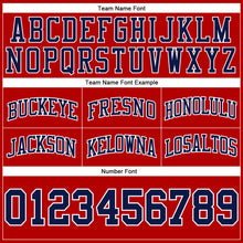 Load image into Gallery viewer, Custom Red Navy-White Authentic Throwback Basketball Shorts