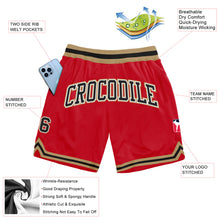 Load image into Gallery viewer, Custom Red Black-Old Gold Authentic Throwback Basketball Shorts