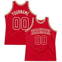Load image into Gallery viewer, Custom Red Red-Cream Authentic Throwback Basketball Jersey