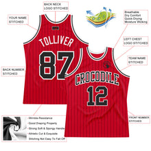 Load image into Gallery viewer, Custom Red Black Pinstripe Black-White Authentic Basketball Jersey