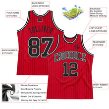 Load image into Gallery viewer, Custom Red Black Pinstripe Black-White Authentic Basketball Jersey