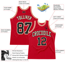 Load image into Gallery viewer, Custom Red Black Pinstripe Black-Cream Authentic Basketball Jersey