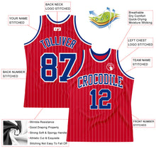 Load image into Gallery viewer, Custom Red White Pinstripe Royal-White Authentic Basketball Jersey