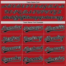 Load image into Gallery viewer, Custom Red Black Pinstripe Black-White Authentic Baseball Jersey