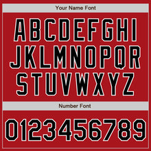 Load image into Gallery viewer, Custom Red White Pinstripe Black Authentic Baseball Jersey