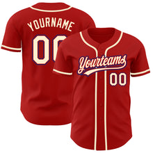 Load image into Gallery viewer, Custom Red Cream-Royal Authentic Baseball Jersey